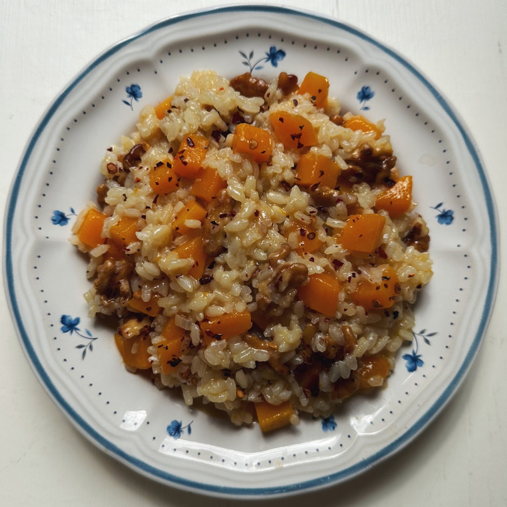 WINTER SQUASH RISOTTO WITH SAGE-TOASTED WALNUTS